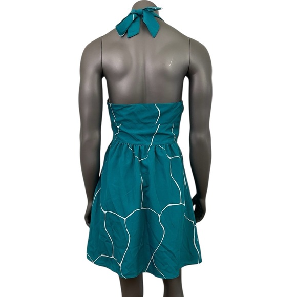 Susana Monaco Halter Dress Women 6 Blue Mini Fit & Flare Party Short - Picture 2 of 10